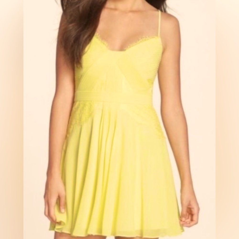 Bcbg MaxAzria “katakana” yellow canary cocktail dress